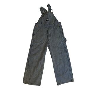 KEY Kids Premium Washed Hickory Stripe Bib Overalls - Size 6